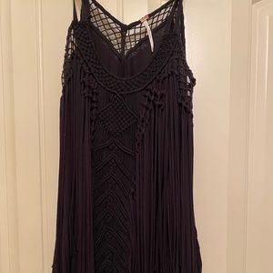 Free People black fringe dress sz S